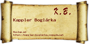Kappler Boglárka névjegykártya